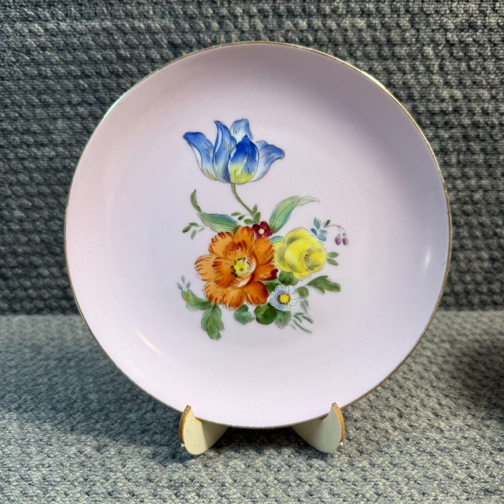 Vintage NORITAKE M Hand Painted Flowers on Pink 6.25" Saucer